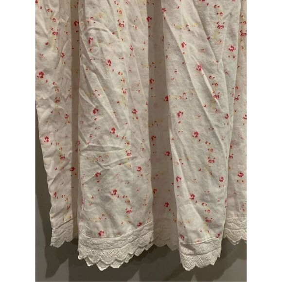 Vintage Floral Nightgown- The 1 For Us-Lace Pleated POCKETS White/Red Medium EUC - Picture 5 of 7
